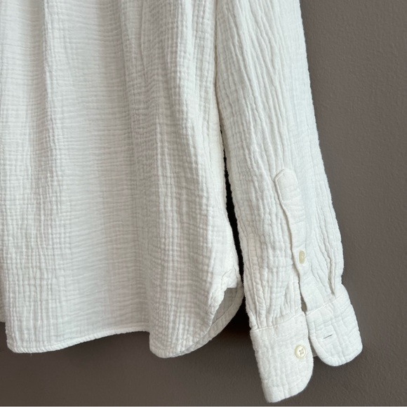J. Crew Shirt Women's Gauze Button-Up Long Sleeve Cotton Minimalist White Sz M - Picture 6 of 12